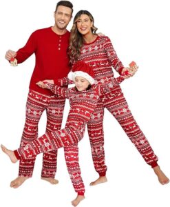 red snowflake matching holiday pajamas from amazon