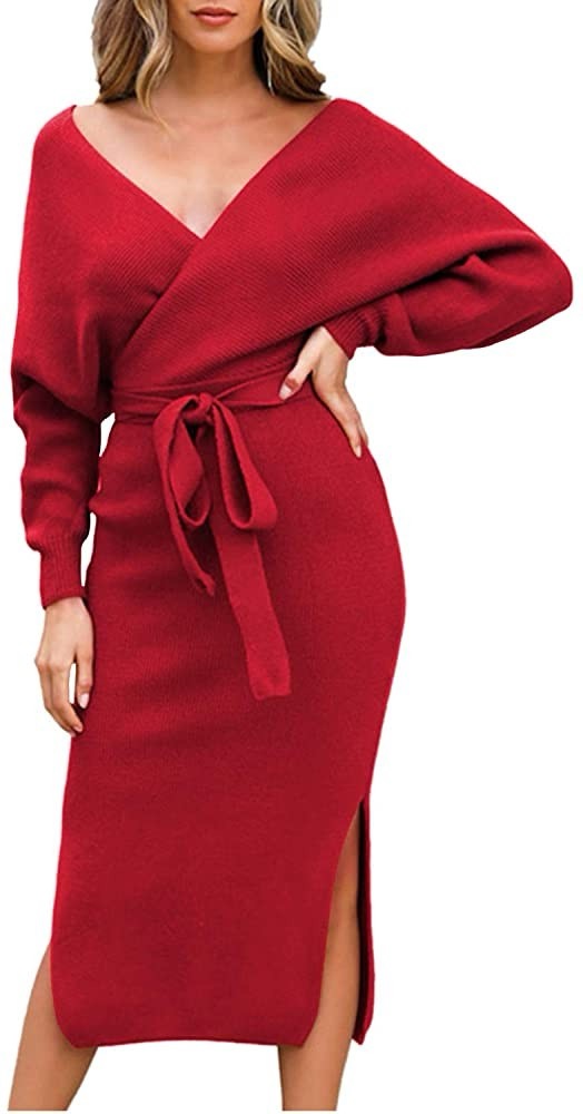 casual red holiday dress