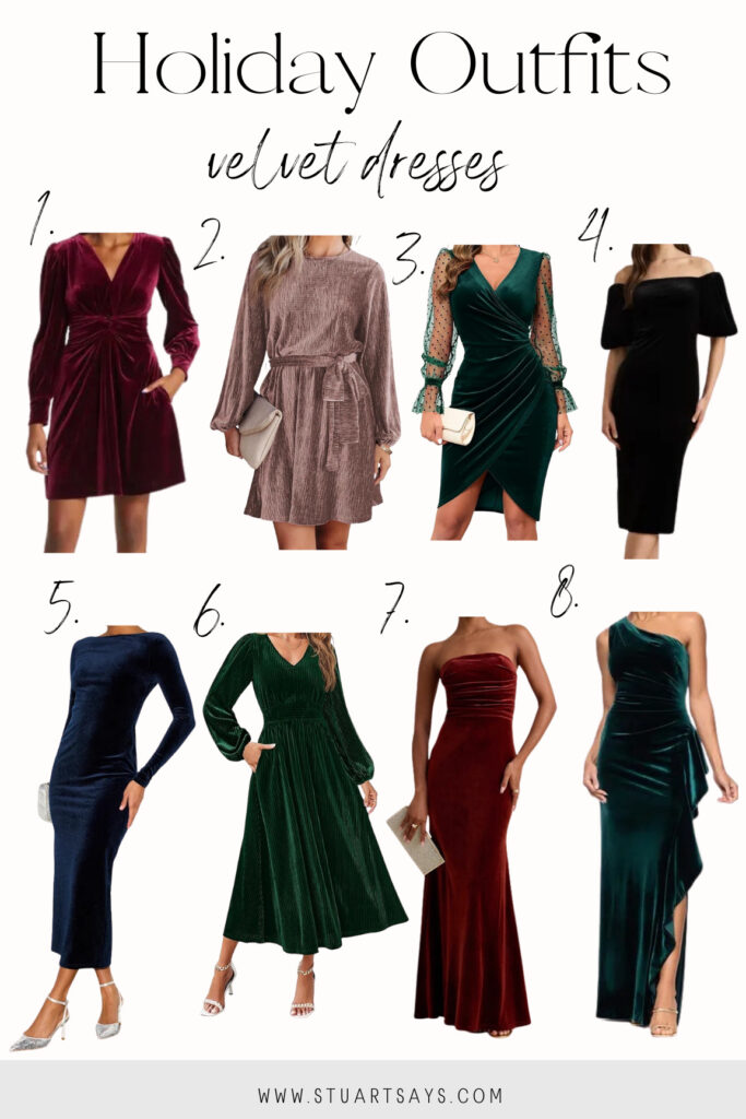 Velvet holiday dresses for 2025